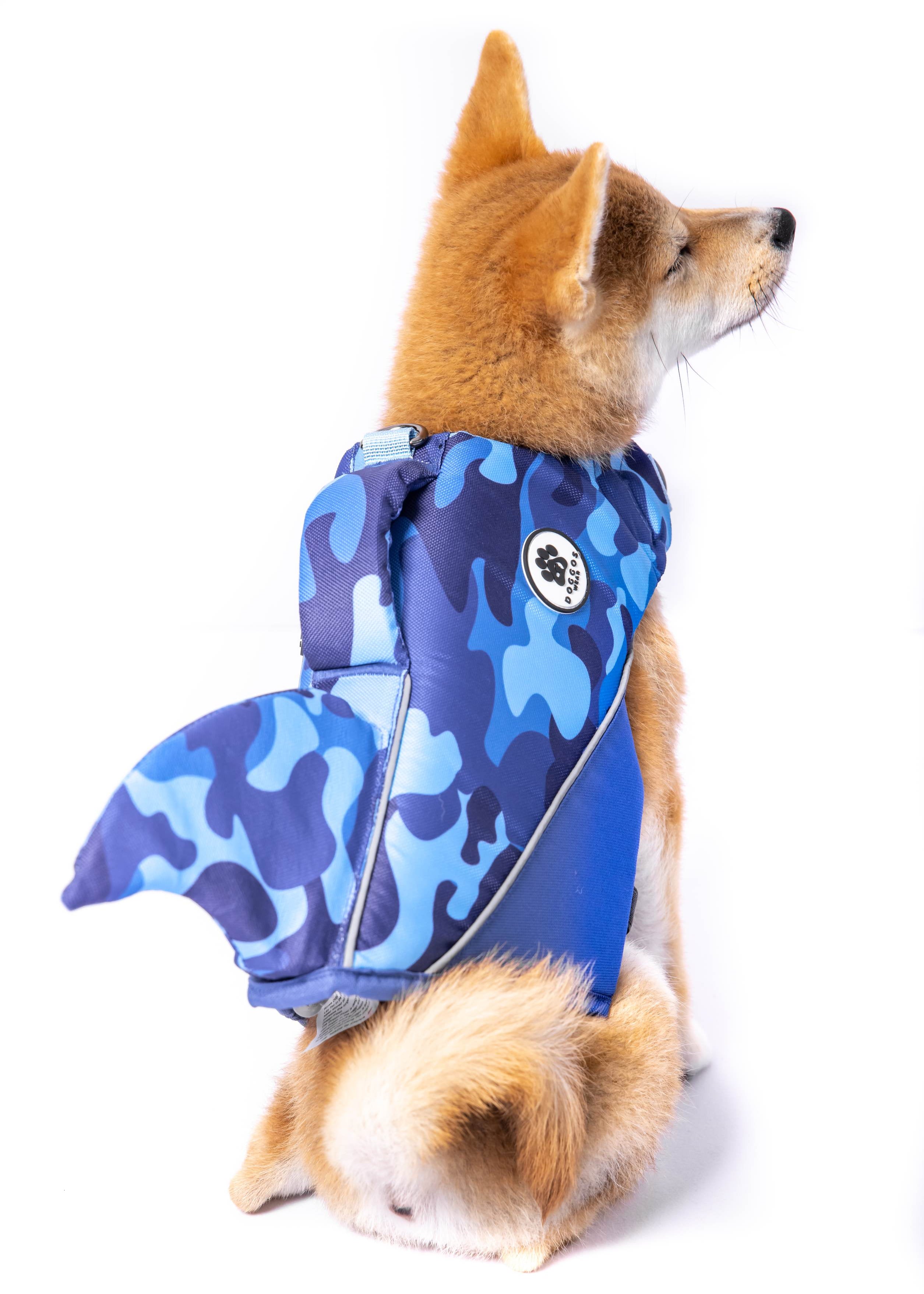 The Doggo'Float Dog Life Jacket By Doggos Wear In Blue Camo Safety Vest