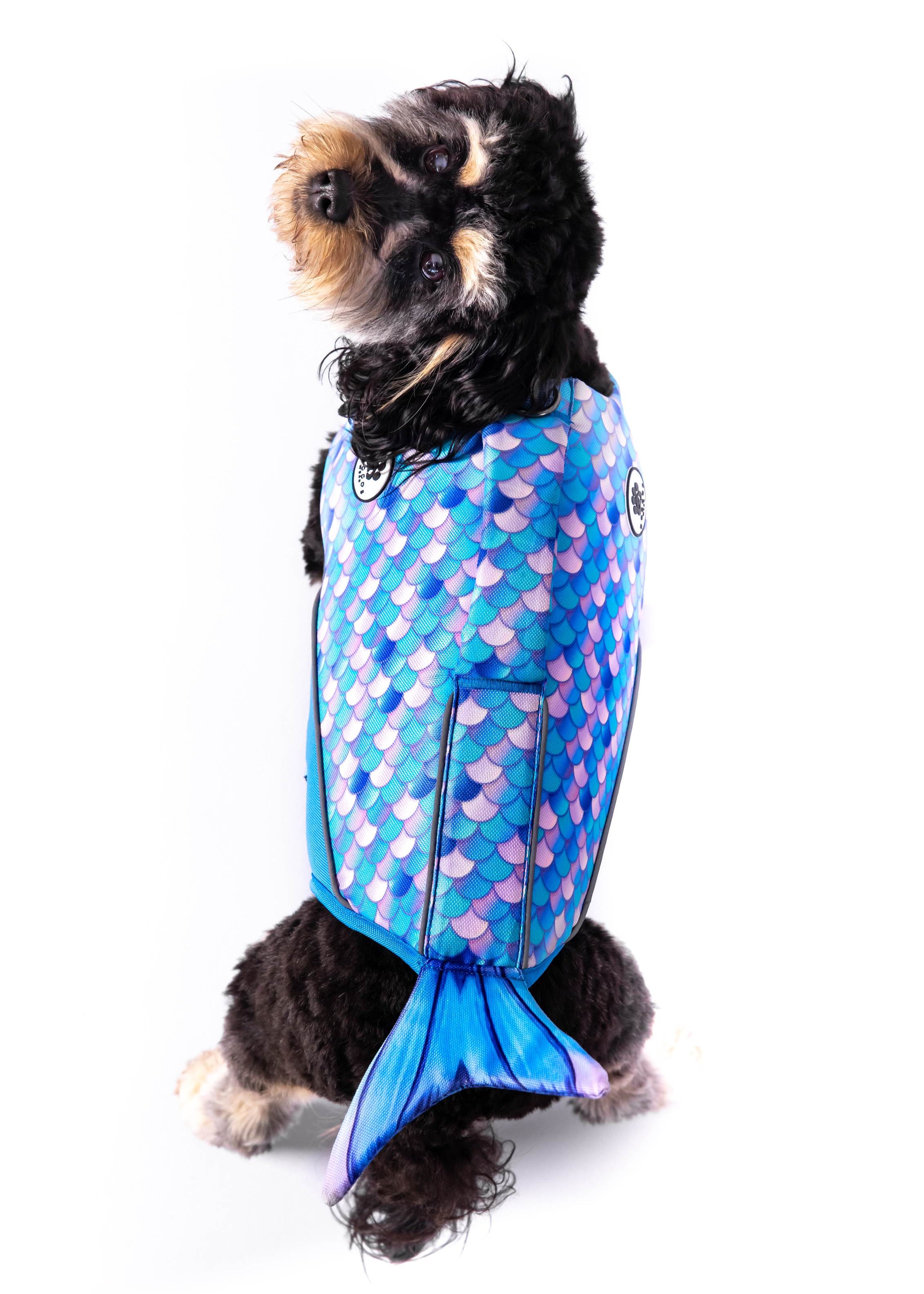 The Doggo'Float Dog Life Jacket By Doggos Wear In Rainbow Fish Safety Vest