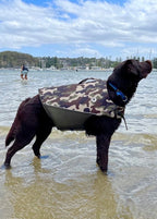 The Doggo'Float Dog Life Jacket By Doggos Wear In Army CamoSafety Vest